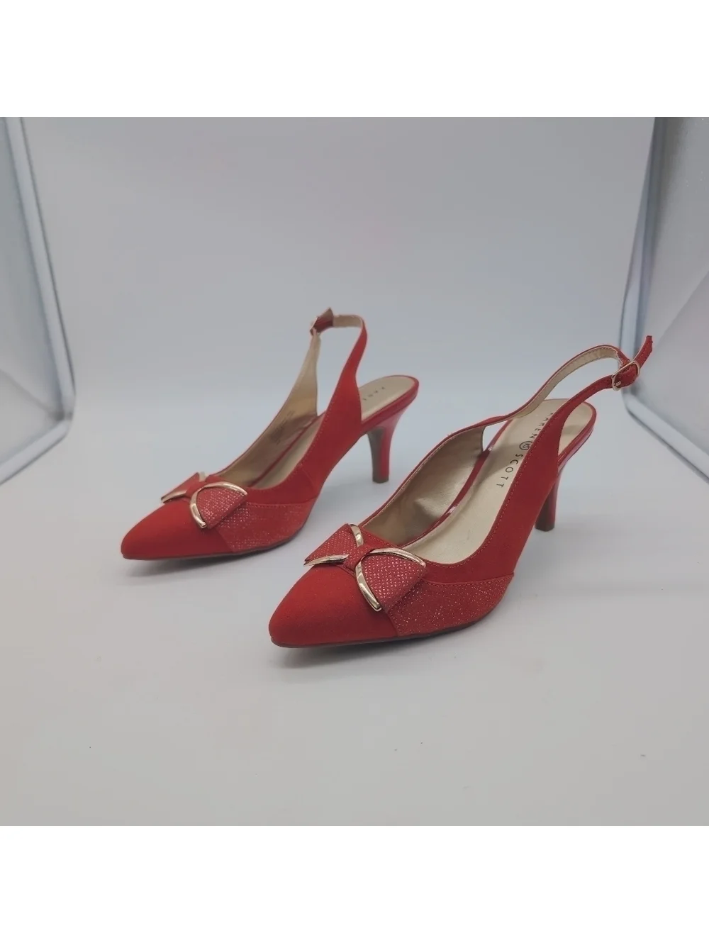 Karen Scott Sz 9.5 Elegant Red Slingback Heels Gladiss